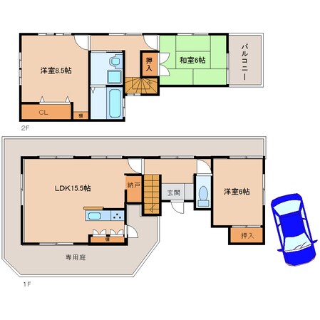 白庭台駅 徒歩9分 1-2階の物件間取画像